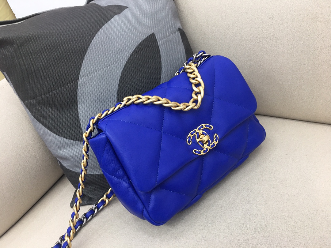 Lambskin 19 Handbag Flap Bag AS1160 Blue